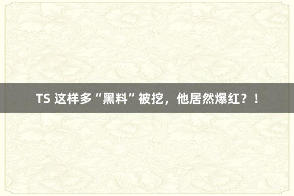 TS 这样多“黑料”被挖，他居然爆红？！