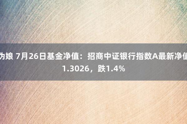 伪娘 7月26日基金净值：招商中证银行指数A最新净值1.3026，跌1.4%