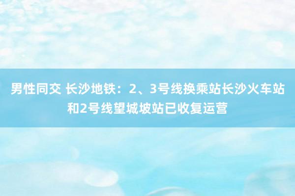 男性同交 长沙地铁：2、3号线换乘站长沙火车站和2号线望城坡站已收复运营