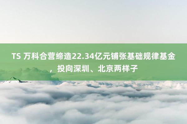 TS 万科合营缔造22.34亿元铺张基础规律基金，投向深圳、北京两样子