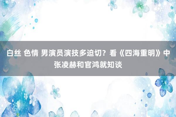 白丝 色情 男演员演技多迫切？看《四海重明》中张凌赫和官鸿就知谈